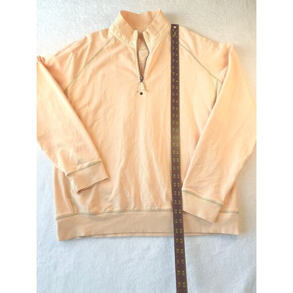 Tommy Bahama Quarter Zip Size XL Terry Cloth Pullover Peachy Pink Stretch - Picture 3 of 10